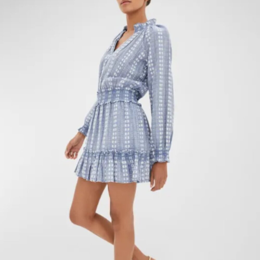 Designer Veronica Beard Espie Embroidered Ruffle Mini Dress XS